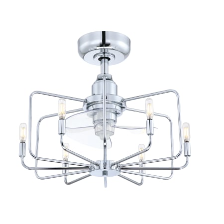 Fanimation Influencer 6 Light 22" Wide LED Semi-Flush Fandelier Chrome
