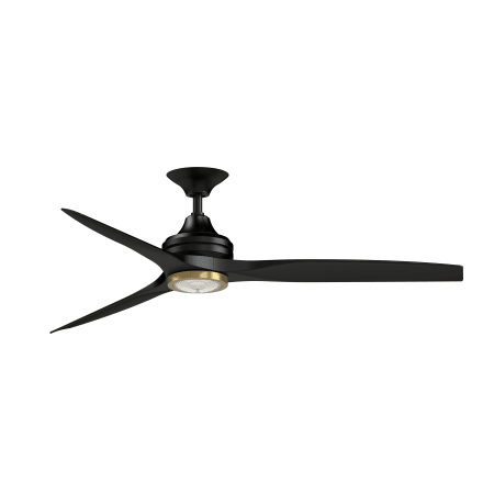 Fanimation Spitfire 60" 3 Blade Indoor / Outdoor Smart LED Hanging Ceiling Fan Black / Brushed Satin Brass