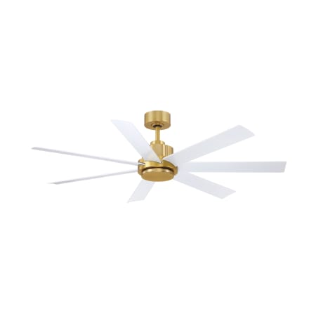 Fanimation Pendry 56" 7 Blade Indoor / Outdoor Smart Ceiling Fan Brushed Satin Brass / Matte White