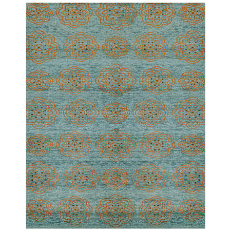 Feizy Qing 4' x 6' Transitional Indoor Rectangular Throw Rug Blue / Green / Taupe