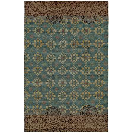 Feizy Qing 5-1/2' x 8-1/2' Transitional Indoor Rectangular Area Rug in Blue / Green / Brown Blue / Green / Brown