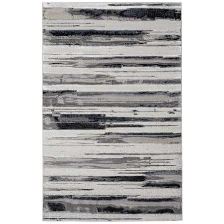 Feizy Micah 4' x 6' Polyester and Polypropylene Abstract Indoor Rectangular Throw Rug Silver / Gray / Black