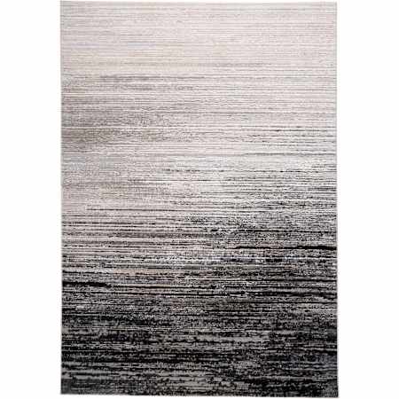 Feizy Micah 1-3/4' x 2-3/4' Polyester and Polypropylene Striped Indoor Rectangular Throw Rug Black / Gray