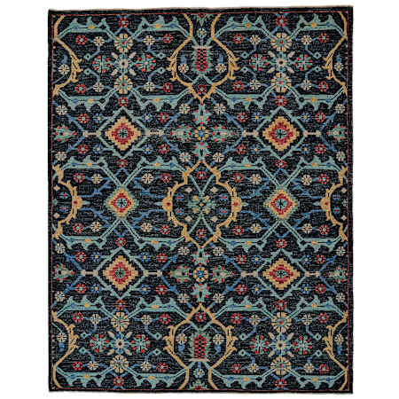 Feizy Piraj 2' x 3' Geometric Indoor Rectangular Throw Rug Blue / Yellow / Red