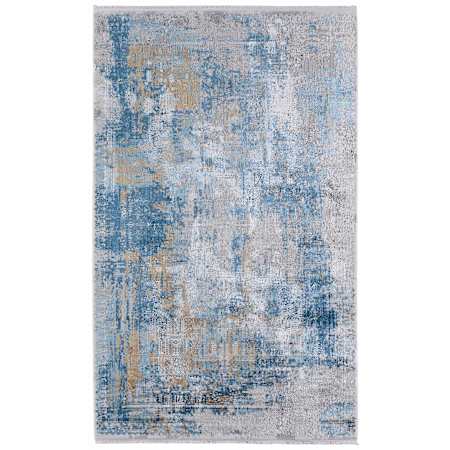 Feizy Cadiz 7-3/4' x 11' Acrylic and Viscose Abstract Indoor Rectangular Area Rug Blue / Gray / Gold