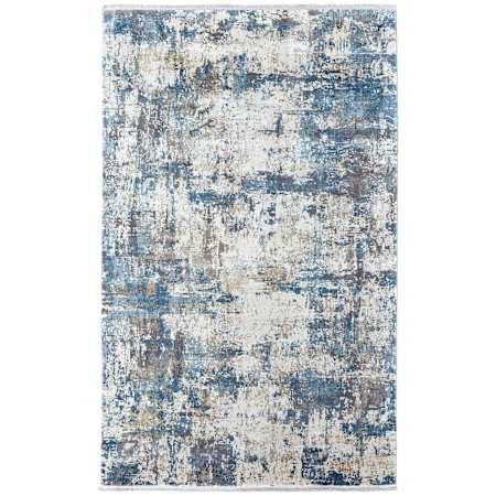 Feizy Cadiz 2-1/4' x 3-1/4' Acrylic and Viscose Abstract Indoor Rectangular Throw Rug Ivory / Tan / Blue