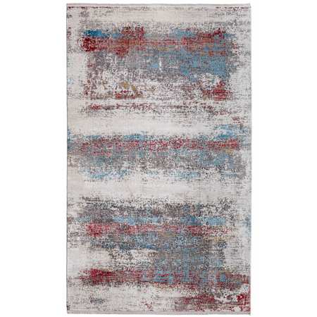 Feizy Cadiz 2-1/4' x 3-1/4' Abstract Indoor Rectangular Throw Rug in Gray / Red / Blue Gray / Red / Blue
