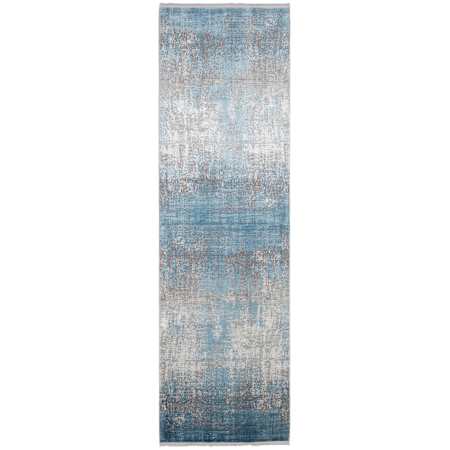 Feizy Cadiz 3' x 10' Abstract Indoor Runner Blue / Gray / Silver