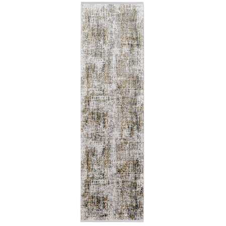 Feizy Cadiz 3' x 10' Abstract Indoor Runner in Green / Gray / Ivory Green / Gray / Ivory