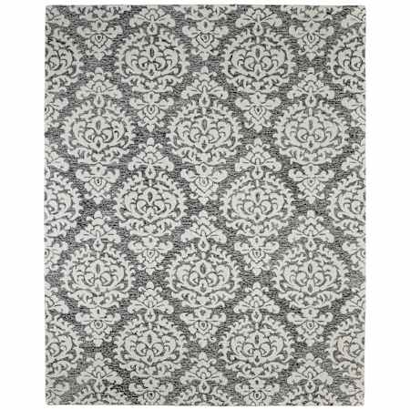 Feizy Belfort 10' x 14' Wool Botanical Indoor Rectangular Area Rug Gray / Ivory / Black