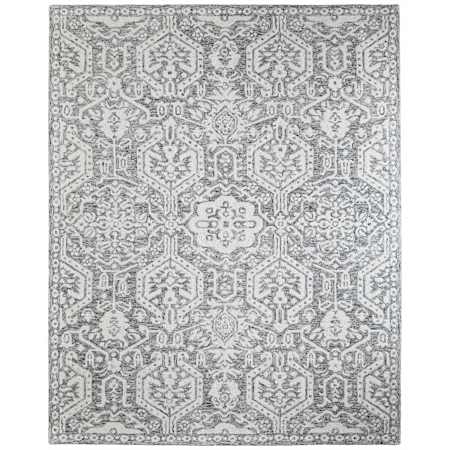 Feizy Belfort 10' x 14' Wool Geometric Indoor Rectangular Area Rug Gray / White
