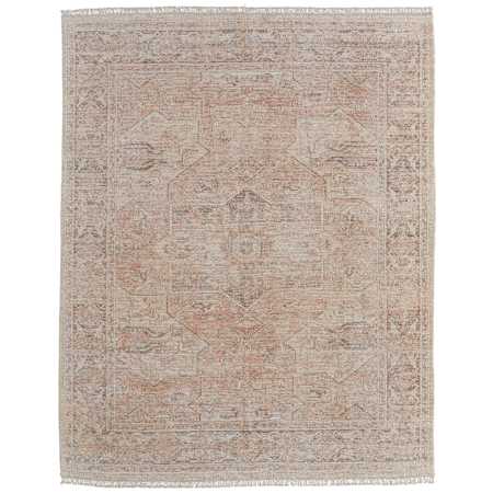 Feizy Caldwell 7-1/2' x 9-1/2' Viscose and Wool Vintage Indoor Rectangular Area Rug Orange / Tan / Ivory
