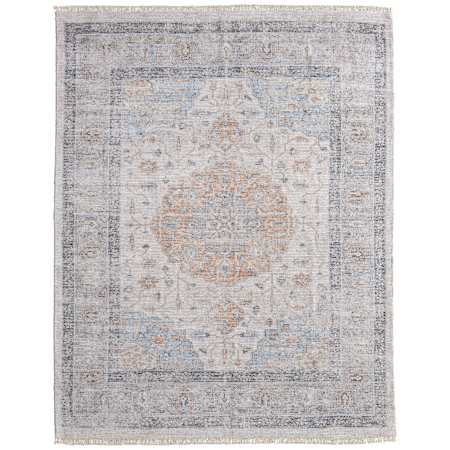 Feizy Caldwell 2' x 3' Vintage Indoor Rectangular Throw Rug in Ivory / Blue / Orange Ivory / Blue / Orange