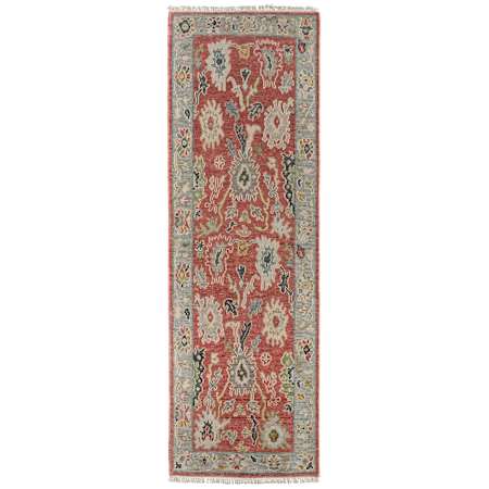 Feizy Karina 2-1/2' x 8' Wool Traditional Indoor Runner Red / Gray / Ivory
