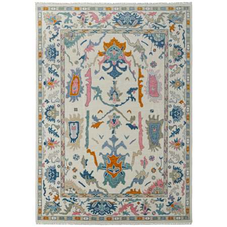 Feizy Karina 7-3/4' x 9-3/4' Wool Botanical Indoor Rectangular Area Rug Ivory / Blue / Pink