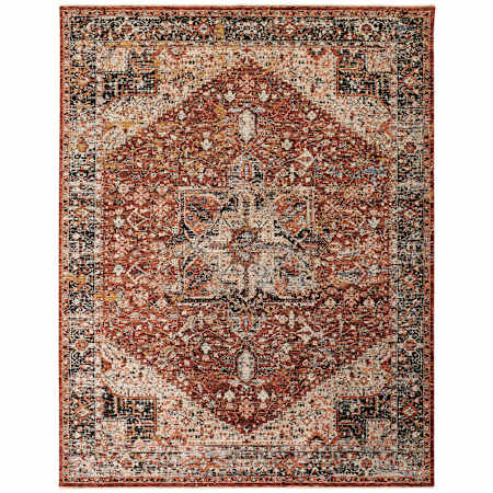 Feizy Caprio 7-3/4' x 10' Polyester and Viscose Vintage Indoor Rectangular Area Rug Red / Ivory / Black