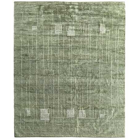 Feizy Agape 7-3/4' x 9-3/4' Abstract Indoor Rectangular Area Rug in Green / Ivory Green / Ivory