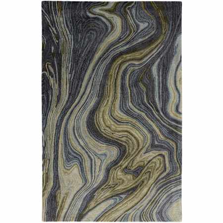 Feizy Amira 9' x 12' Wool Abstract Indoor Rectangular Area Rug Blue / Ivory / Green