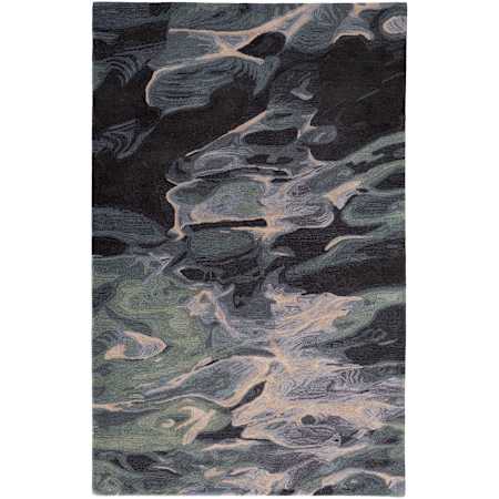 Feizy Amira 3-1/2' x 5-1/2' Wool Abstract Indoor Rectangular Throw Rug Green / Blue / Black