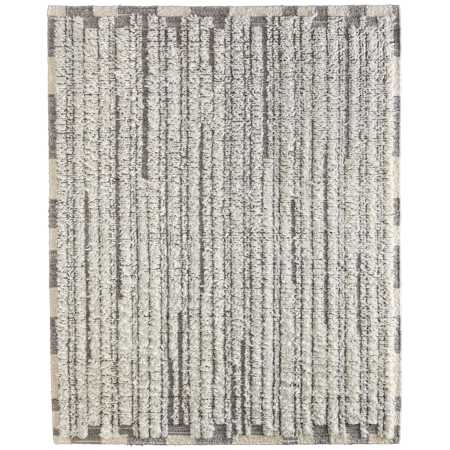 Feizy Ashby 3-1/2' x 5-1/2' Striped Indoor Rectangular Throw Rug in Ivory / Gray Ivory / Gray