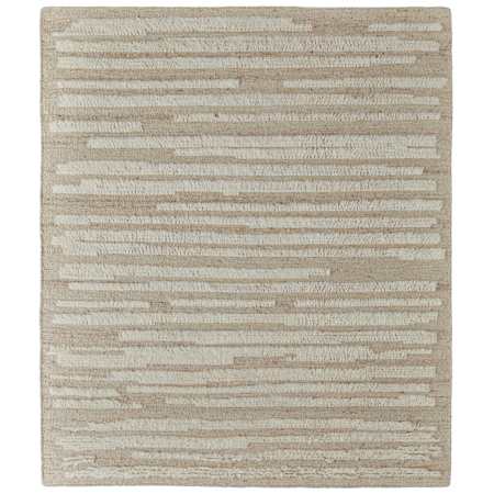 Feizy Ashby 5-1/2' x 8-1/2' Striped Indoor Rectangular Area Rug in White / Tan White / Tan