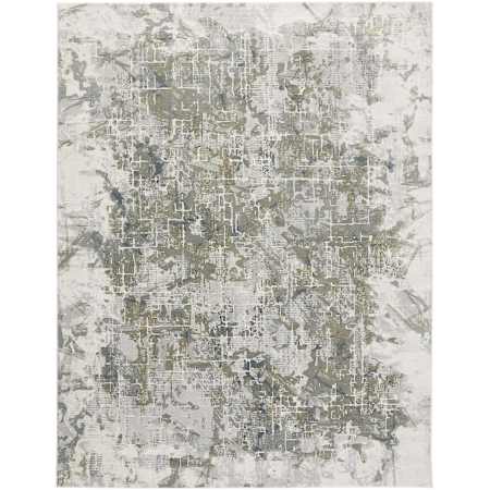 Feizy Atwell 3' x 5' Polypropylene Abstract Indoor Rectangular Throw Rug Green / Gray / Ivory
