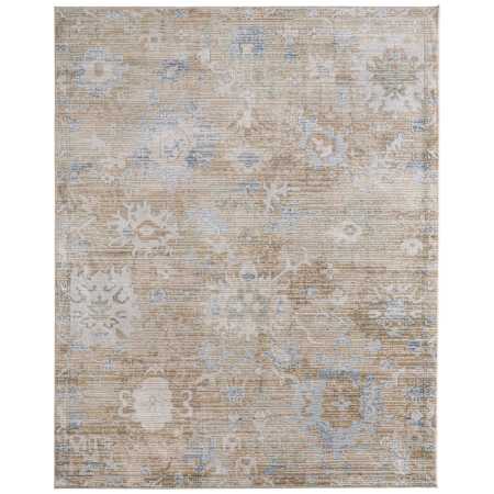 Feizy Augustine 7-3/4' x 10-1/4' Vintage Indoor Rectangular Area Rug in Tan / Blue / Ivory Tan / Blue / Ivory