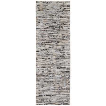 Feizy Conroe 2-1/2' x 8' Abstract Indoor Runner in Gray / Blue / Silver Gray / Blue / Silver
