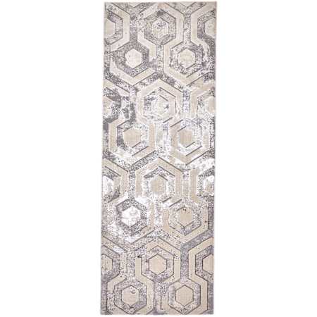 Feizy Faddei 2-3/4' x 7-3/4' Honeycomb Geometric Runner From the Owen Collection Fawn / Gray