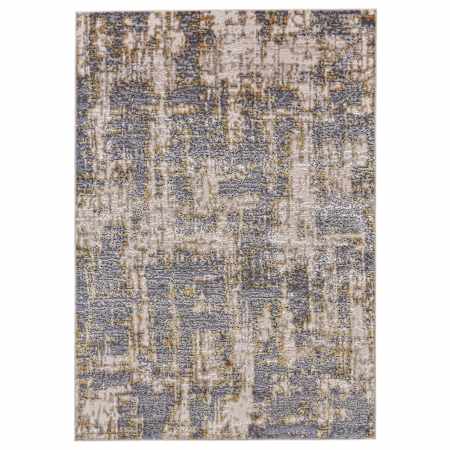 Feizy Edinburg 1-3/4' x 2-3/4' Abstract Rectangular Throw Rug From the Allamoore Collection Golden Wheat / Sterling