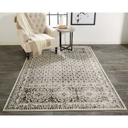 Feizy Impressions 6-1/2' x 9-1/2' Cotton and Jute Transitional Vintage Rectangle Area Rug From the Bella Collection Gray / Ivory