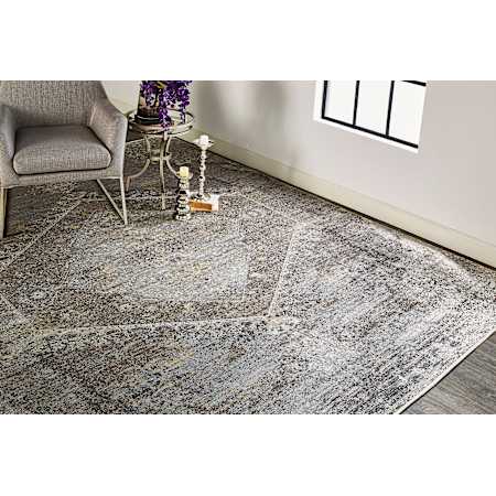 Feizy Mystic 6-1/2' x 9-3/4' Cotton and Viscose Transitional Rectangle Area Rug From the Salem Collection Smoke
