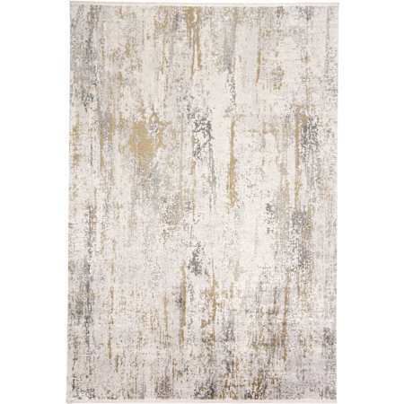 Feizy Hauser 2-1/4' x 3' Viscose Abstract Rectangular Throw Rug From the Logan Collection Ivory / Gray