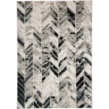 Feizy Daelan 10' x 13-1/4' Polyester Chevron Rectangular Area Rug From the Owen Collection Fossil Gray / Silver
