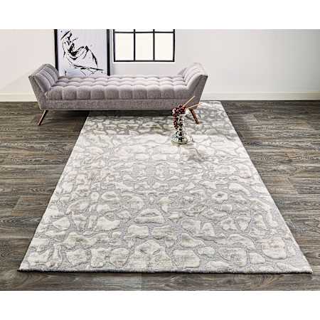 Feizy Low Tide 2' x 3' Wool Blend Hand Tufted Abstract Throw Rug From the Archipelago Collection Riverstone