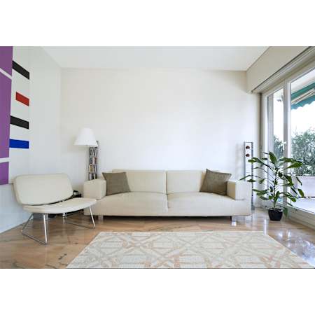 Feizy Matteo 3-1/2' x 5-1/2' Cotton and Wool Hand Tufted Geometric Rectangle Area Rug From the Genoa Collection Faded Blush