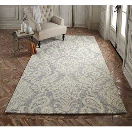 Feizy Lazi 2' x 3' Wool Hand Tufted Paisley Farmhouse Throw Rug From the Natalia Collection Navy / Gray