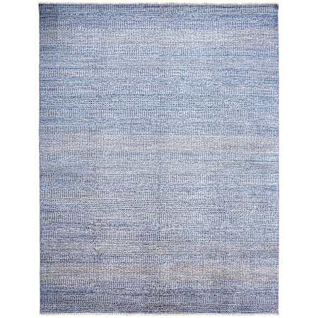 Feizy Janson 7-3/4' x 9-3/4' Striped Indoor Rectangular Area Rug in Blue / Silver Blue / Silver
