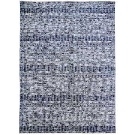 Feizy Janson 5-1/2' x 8-1/2' Striped Indoor Rectangular Area Rug in Blue / Gray Blue / Gray