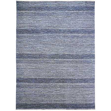 Feizy Janson 7-3/4' x 9-3/4' Striped Indoor Rectangular Area Rug in Blue / Gray Blue / Gray