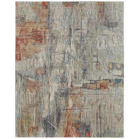 Feizy Jaxson 5' x 7-1/2' Abstract Indoor Rectangular Area Rug Gray / Orange / Ivory