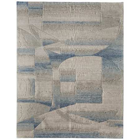 Feizy Jaxson 9' x 12' Abstract Indoor Rectangular Area Rug Blue / Ivory / Gray