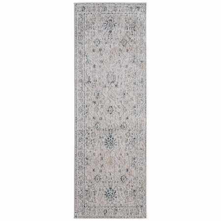 Feizy Pasha 2-1/2' x 7-1/4' Vintage Indoor Runner Ivory / Taupe / Blue