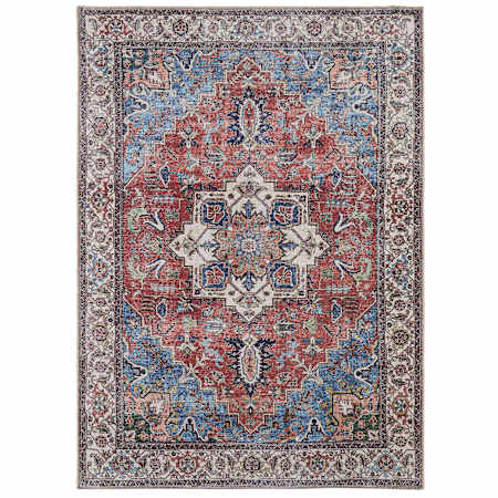 Feizy Percy 7-3/4' x 9-3/4' Vintage Indoor Rectangular Area Rug Red / Blue / Ivory