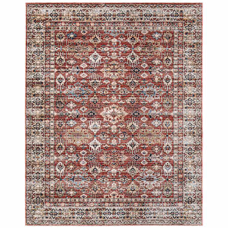 Feizy Pearson 5' x 7-1/2' Vintage Indoor Rectangular Area Rug in Red / Tan / Blue Red / Tan / Blue