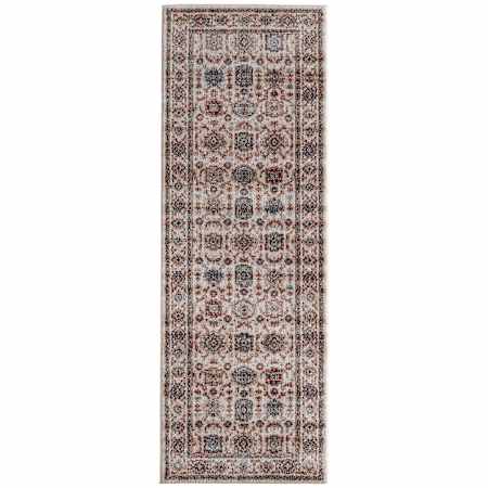 Feizy Pearson 2-1/2' x 7-1/4' Vintage Indoor Runner in Ivory / Green / Red Ivory / Green / Red
