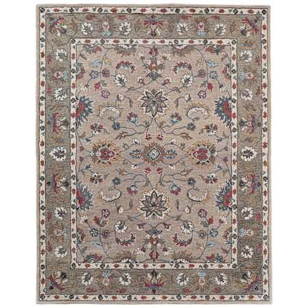 Feizy Rylan 9' x 12' Botanical Indoor Rectangular Area Rug Ivory / Taupe / Blue