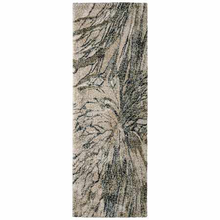 Feizy Skyview 2-1/2' x 7-1/4' Shag Abstract Indoor Runner Gray / Green / Ivory