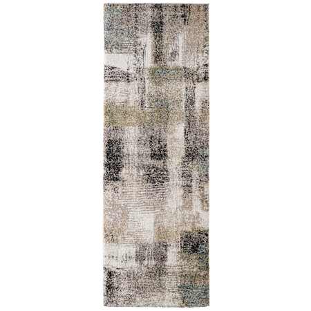 Feizy Skyview 2-1/2' x 7-1/4' Shag Abstract Indoor Runner Gray / Taupe / Ivory