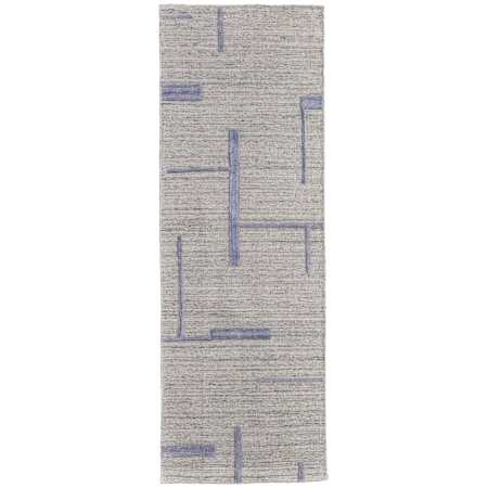 Feizy Longridge 2-3/4' x 8' Geometric Indoor Runner Ivory / Blue